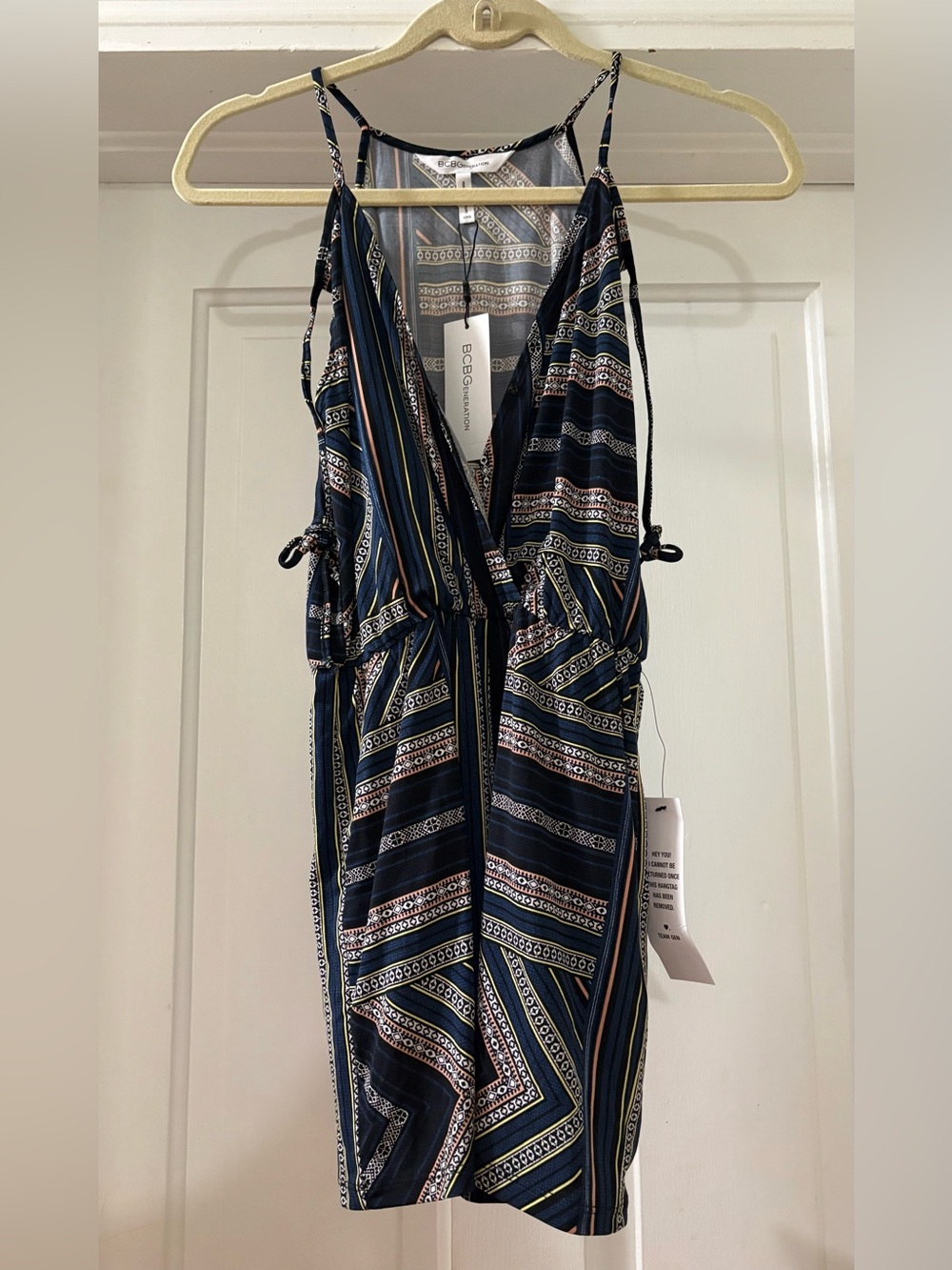 BCBGeneration Navy Blue Patterned Romper Size XXS NWT